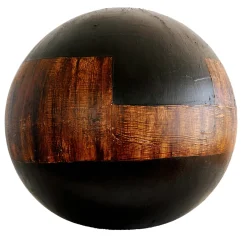 #63 Black Sphere with Bitumen Finish and Wood-Like Details