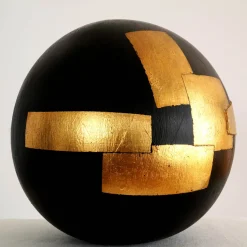 #65 Black Sphere with Gold Leaf Overlay