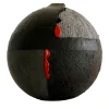 #114 Black Sphere with Red Lacquer Accents