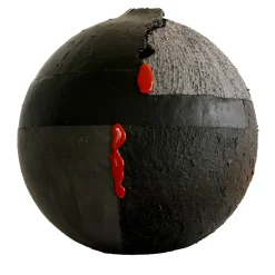 #114 Black Sphere with Red Lacquer Accents