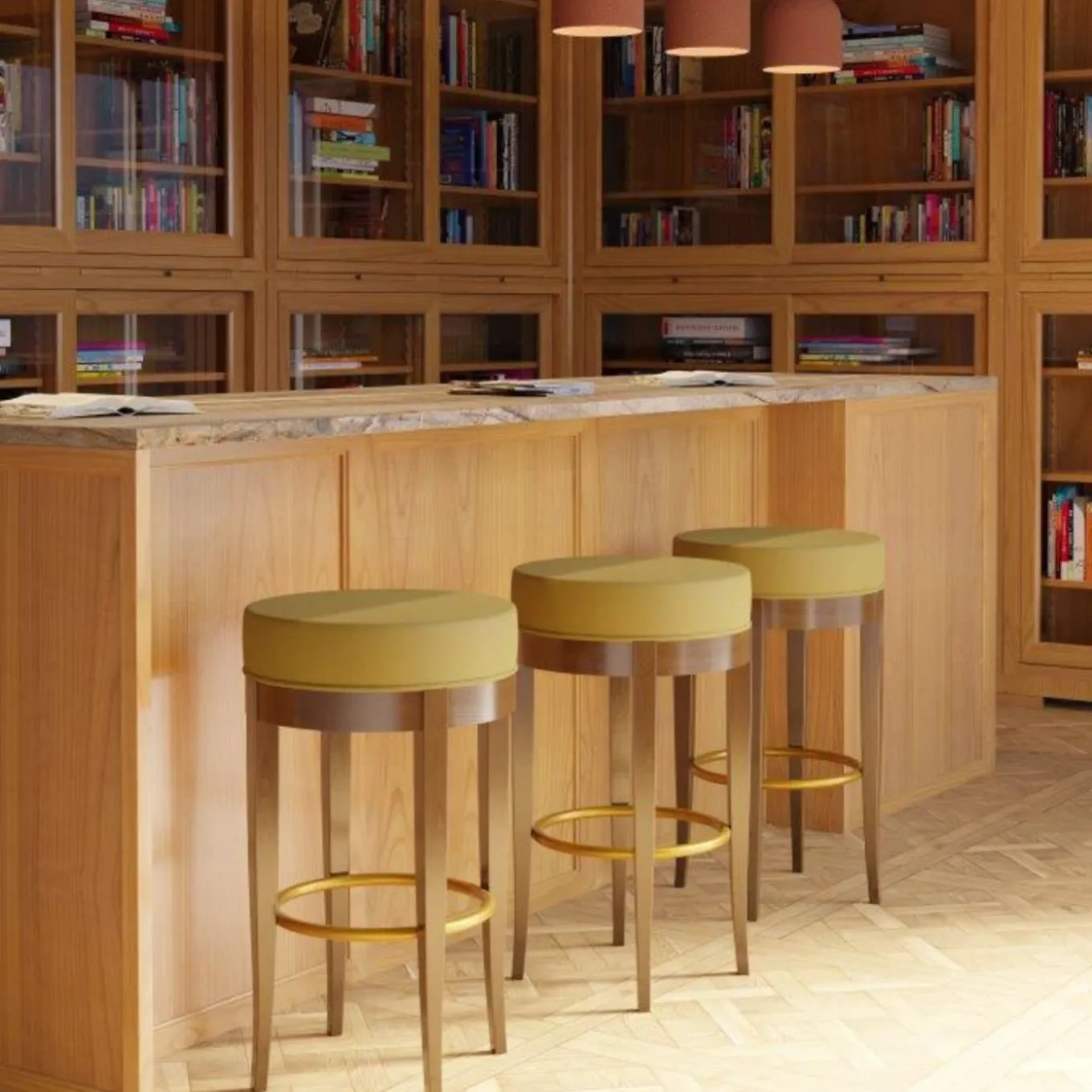 5331 Brown & Olive-Green Bar Stool by Centro Ricerche MAAM