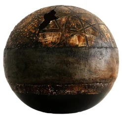 #96 Brown Globe with Geometric and Floral Reliefs