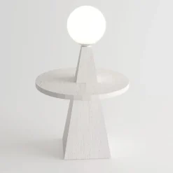 1512 Coffee Table and Floor Lamp in White Marble By Sissy Daniele