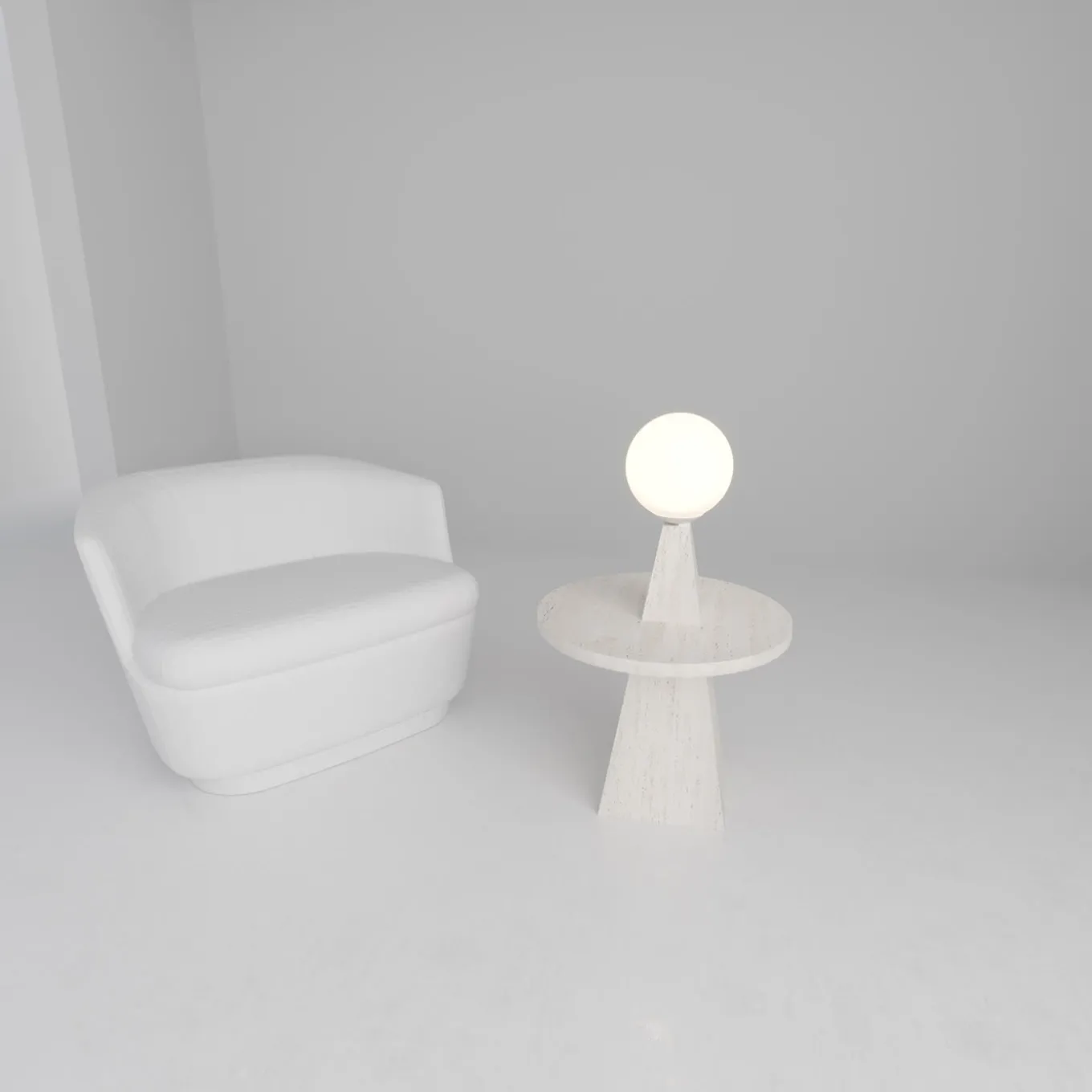 1512 Coffee Table and Floor Lamp in White Marble By Sissy Daniele