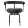 7 Fauteuil Tournant #1, by Charlotte Perriand/Lc Collection - Black Structure and Leather Cassina