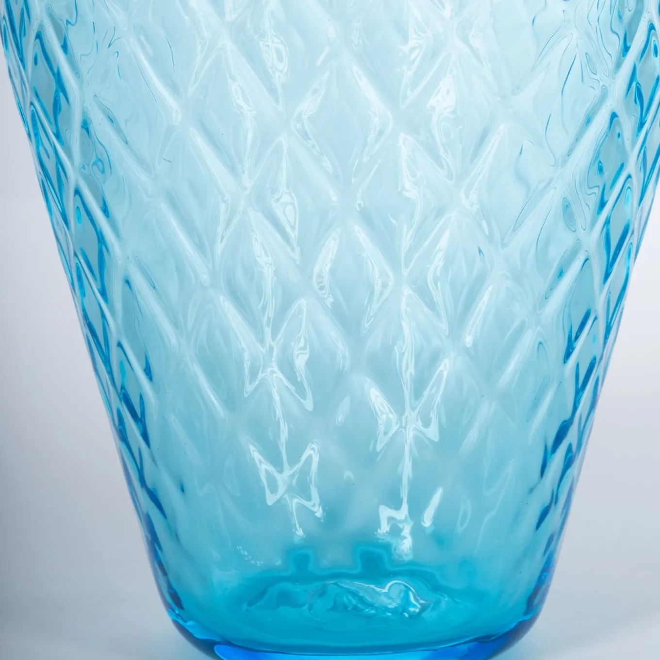 1950 Large Balloton Light-Blue Vase with Burgundy Rim