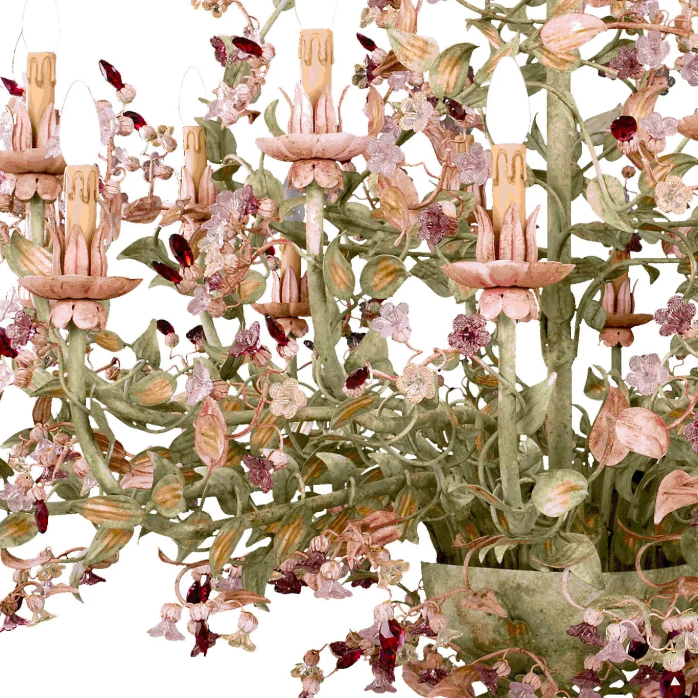 261 24-Light Floral Polychrome Chandelier