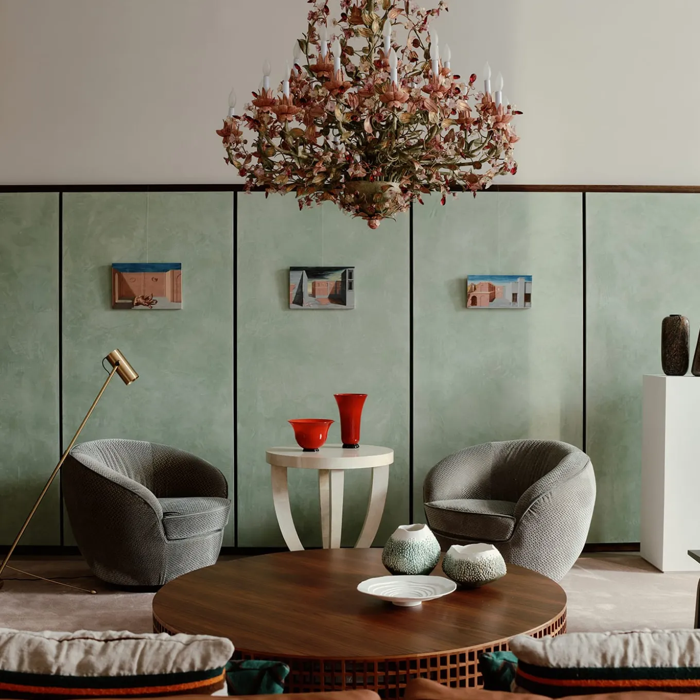 261 24-Light Floral Polychrome Chandelier