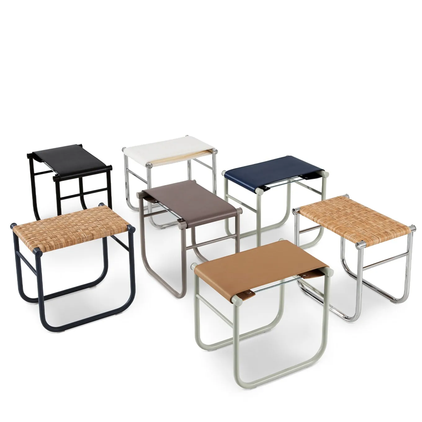 9 Tabouret By Charlotte Perriand - White Towelling Stretch Seat
