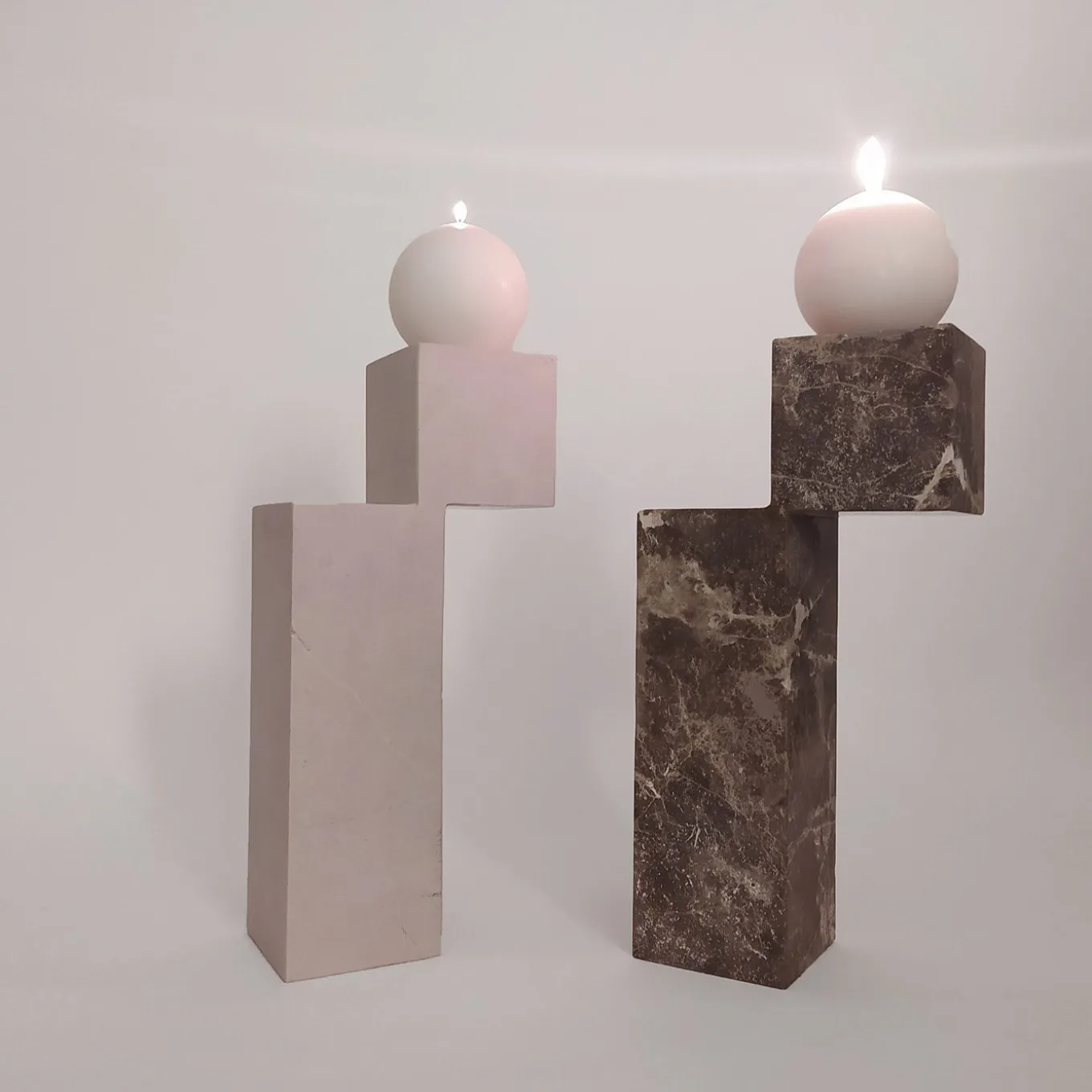 A White Natural Stone Candleholder