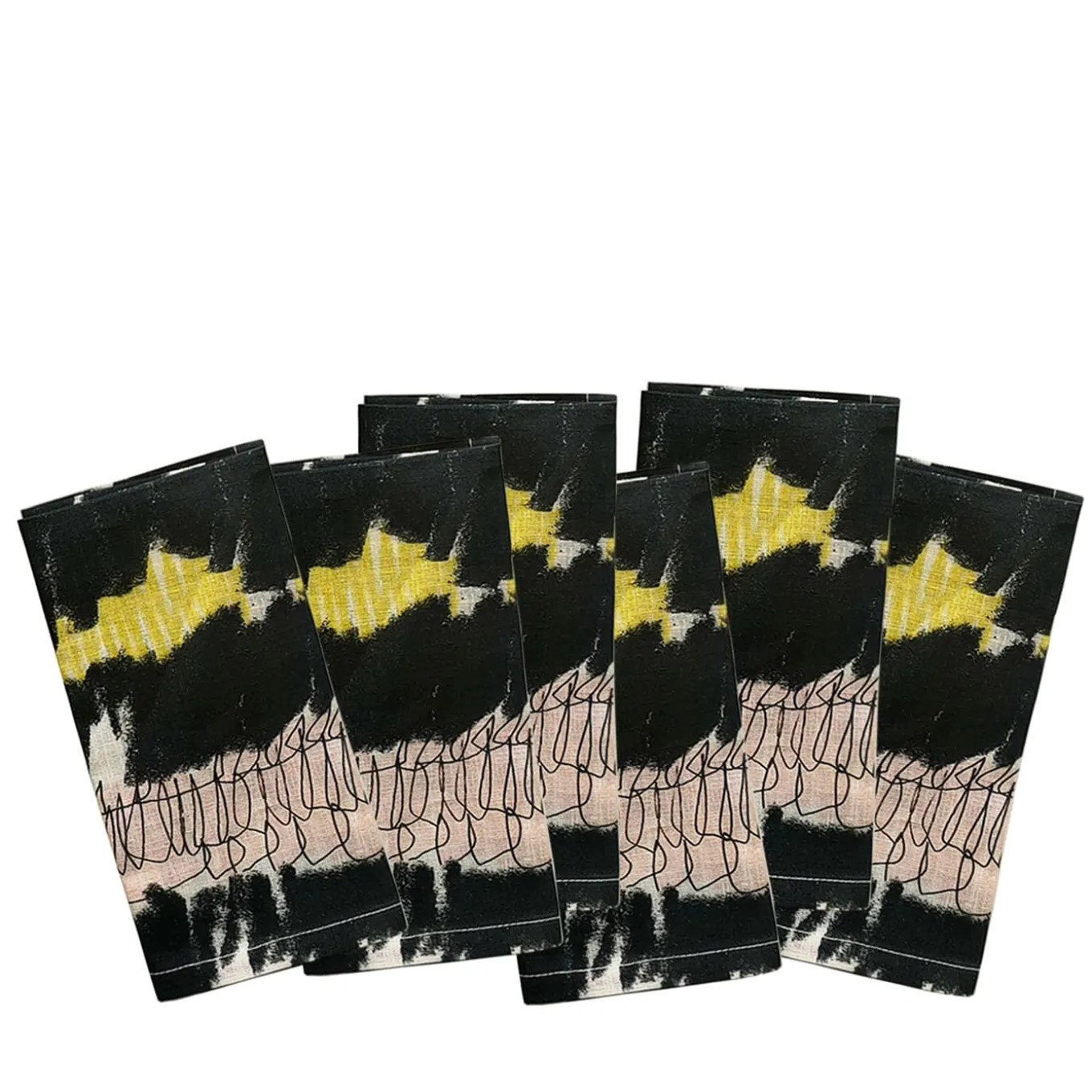 Abstract Set of 6 Polychrome Napkins