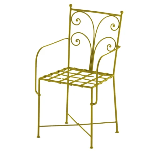 Acanta Wrought Iron Lime-Green Chair With Armrests