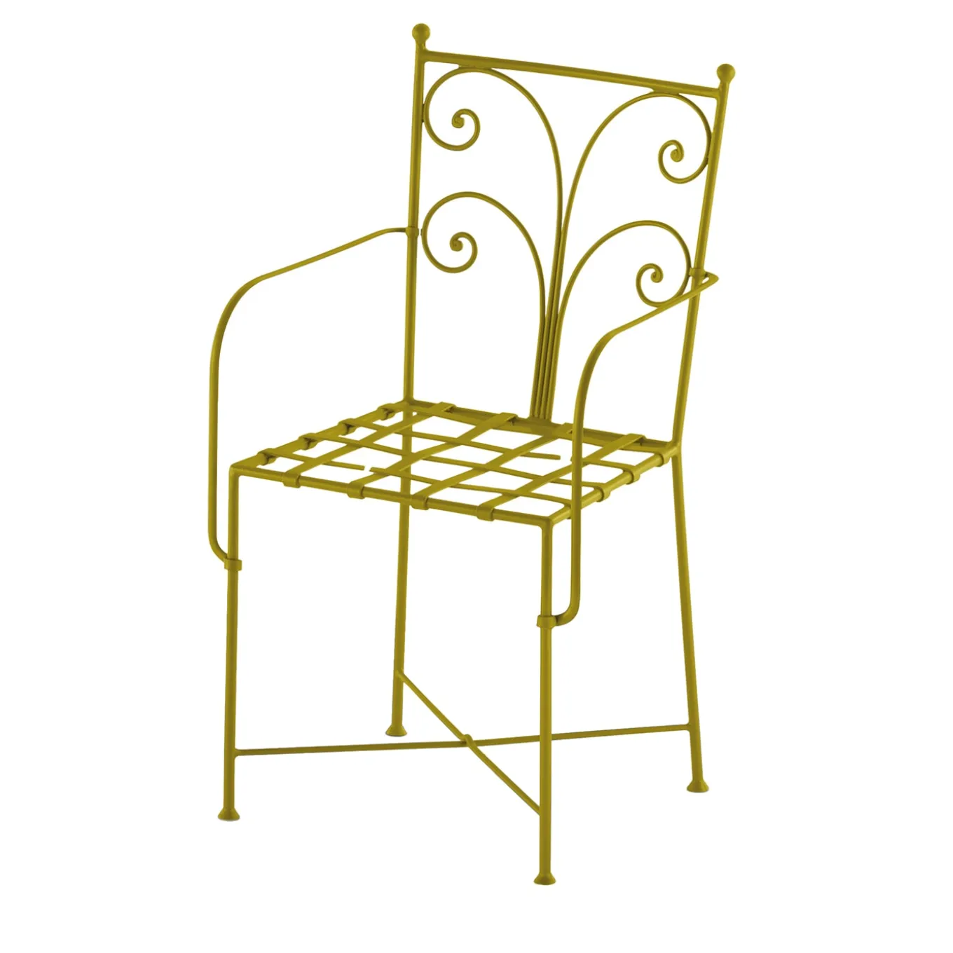 Acanta Wrought Iron Lime-Green Chair With Armrests