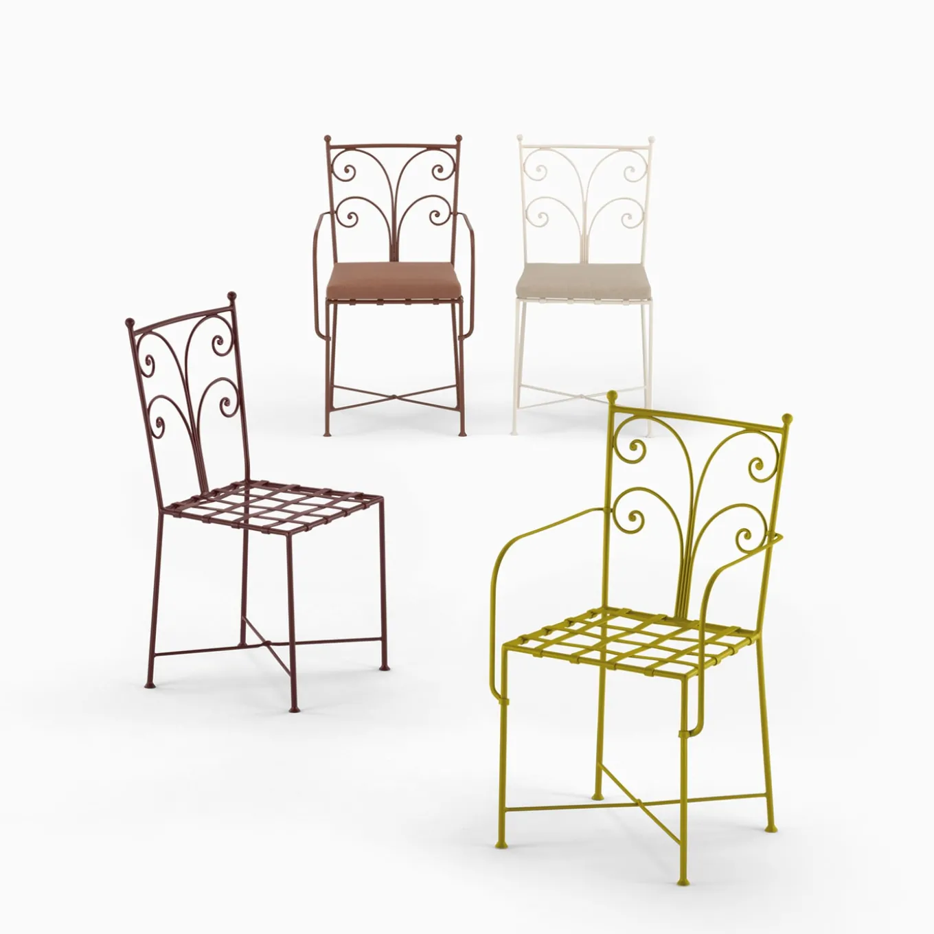 Acanta Wrought Iron Lime-Green Chair With Armrests