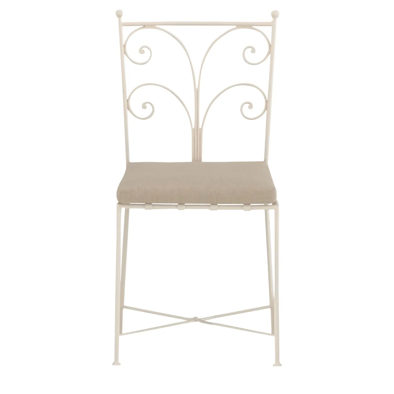 Acanta Wrought Iron White Cushioned Chair