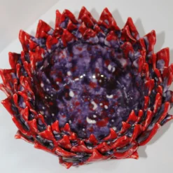 Acantha Red And Purple Ceramic Decorative Centerpiece