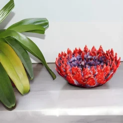 Acantha Red And Purple Ceramic Decorative Centerpiece