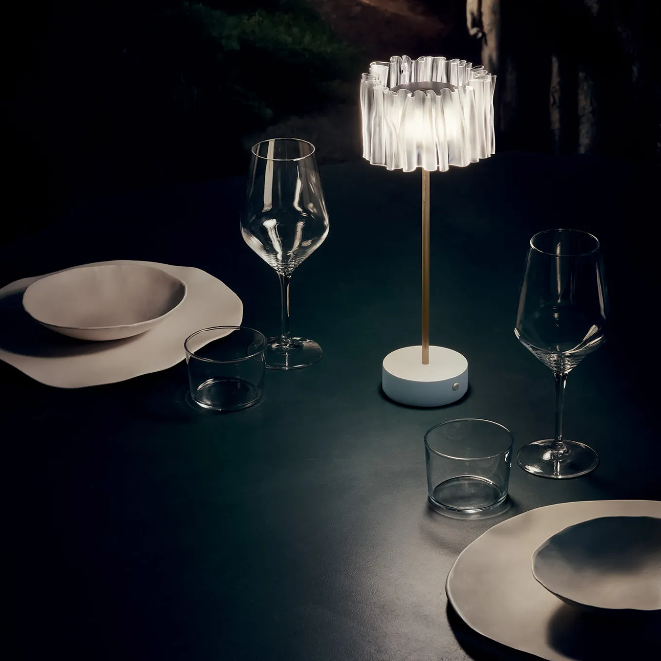 Accordéon Battery White Prisma Table Lamp by Marc Sadler