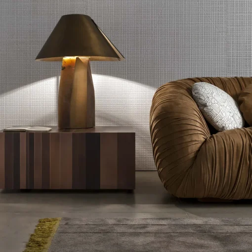 Ada Sculptural Brown Brass Table Lamp Cesare Arosio