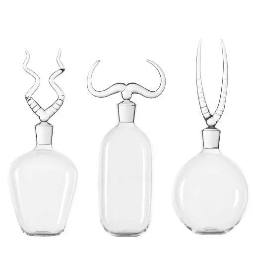 Africa Trophy Set of 3 Glass Bottles