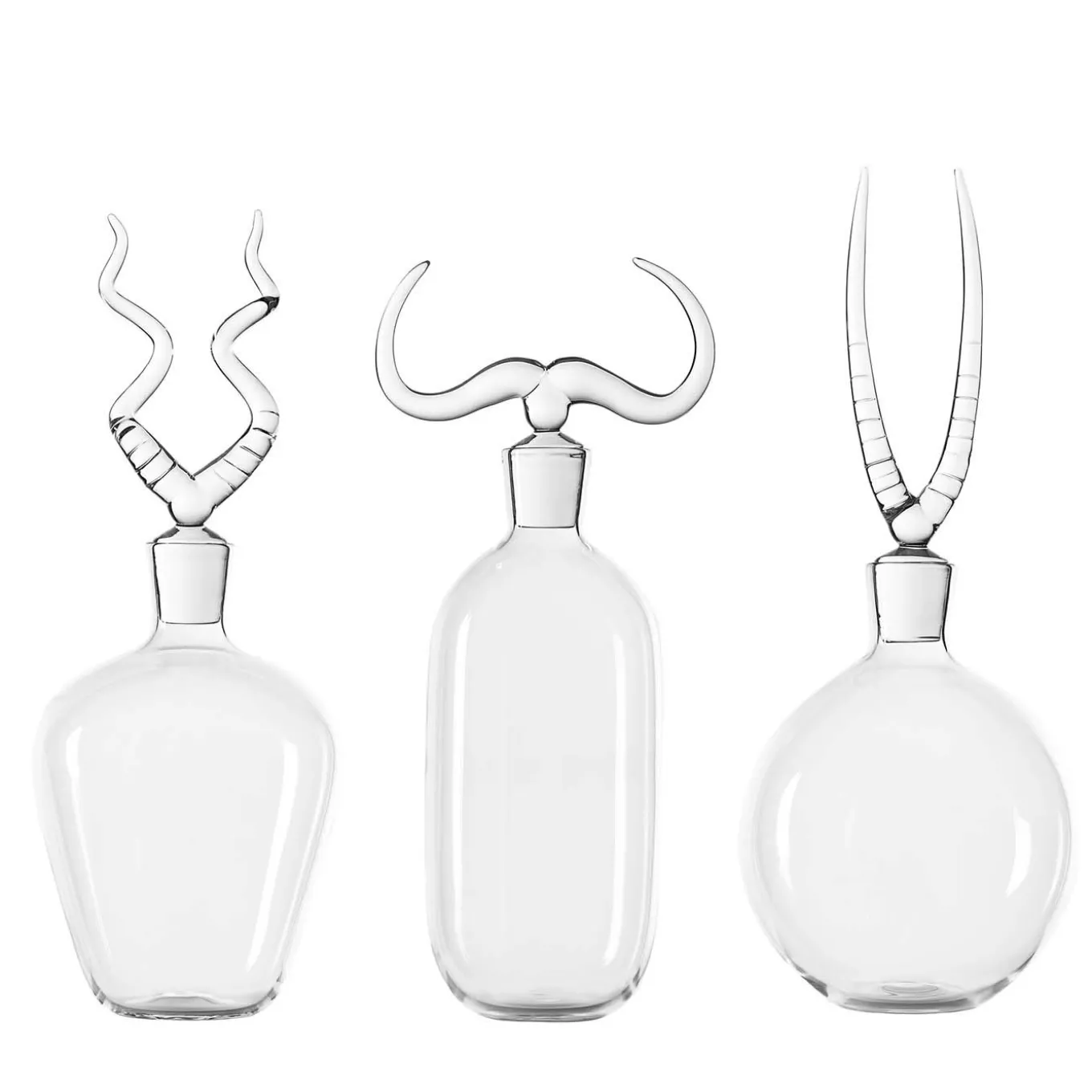 Africa Trophy Set of 3 Glass Bottles