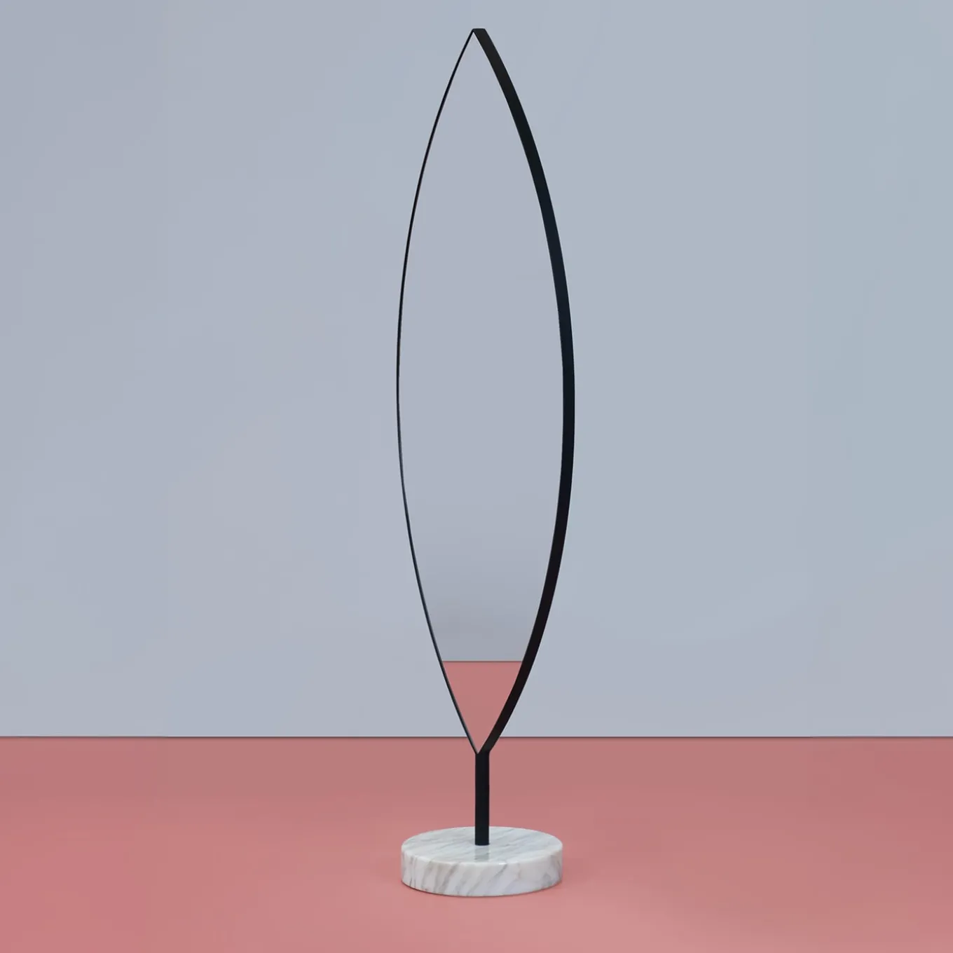 Aglaia Calacatta Marble And Black Metal Floor Mirror