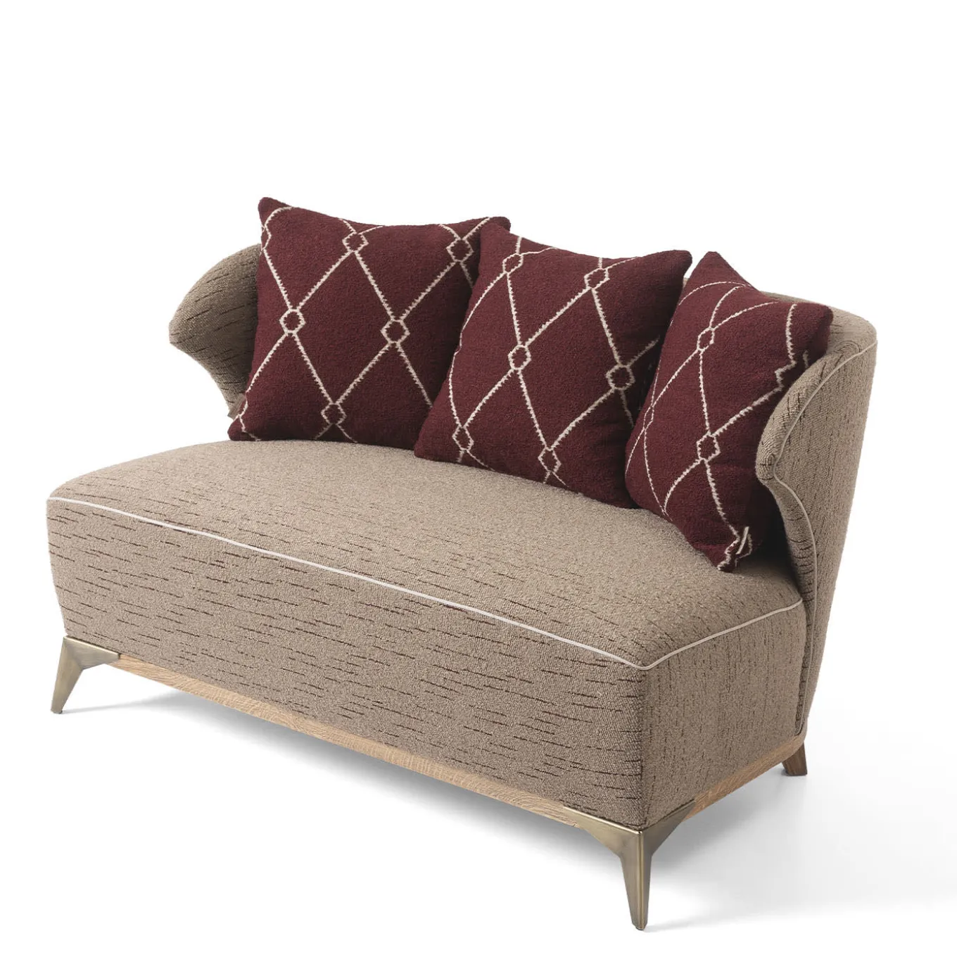 Agostina grey and bordeaux fabric small sofa