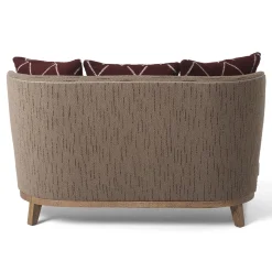 Agostina grey and bordeaux fabric small sofa