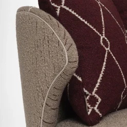 Agostina grey and bordeaux fabric small sofa