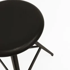 Aky 47 Round Black Ash & Metal Low Stool by Emilio Nanni