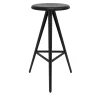 Aky 61 Round Black Ash & Metal Stool by Emilio Nanni