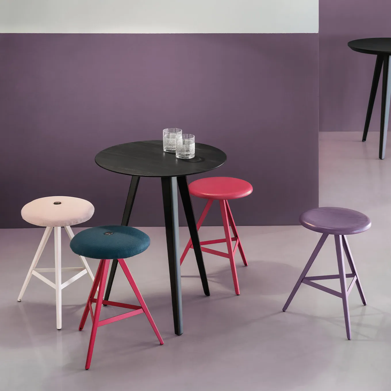 Aky Contract Black Tripod Bistro Table by Emilio Nanni