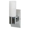 Alabaster Tube 1-Light Small Chromed Brass & Alabaster Wall Lamp