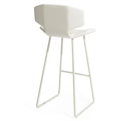 Albatros White Leather And Steel Bar Stool