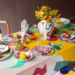 Alchimie Linen Tablecloth with Abstract Decor