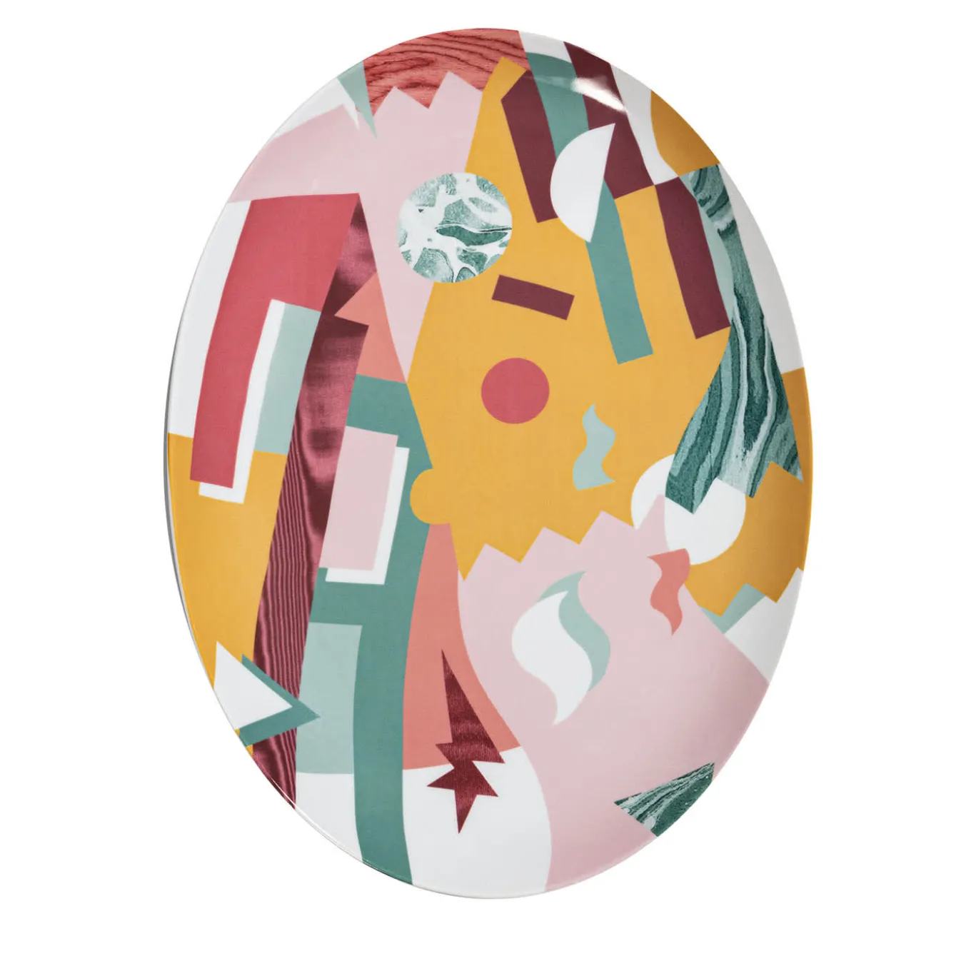 Alchimie Oval Porcelain Plate with Abstract Decor