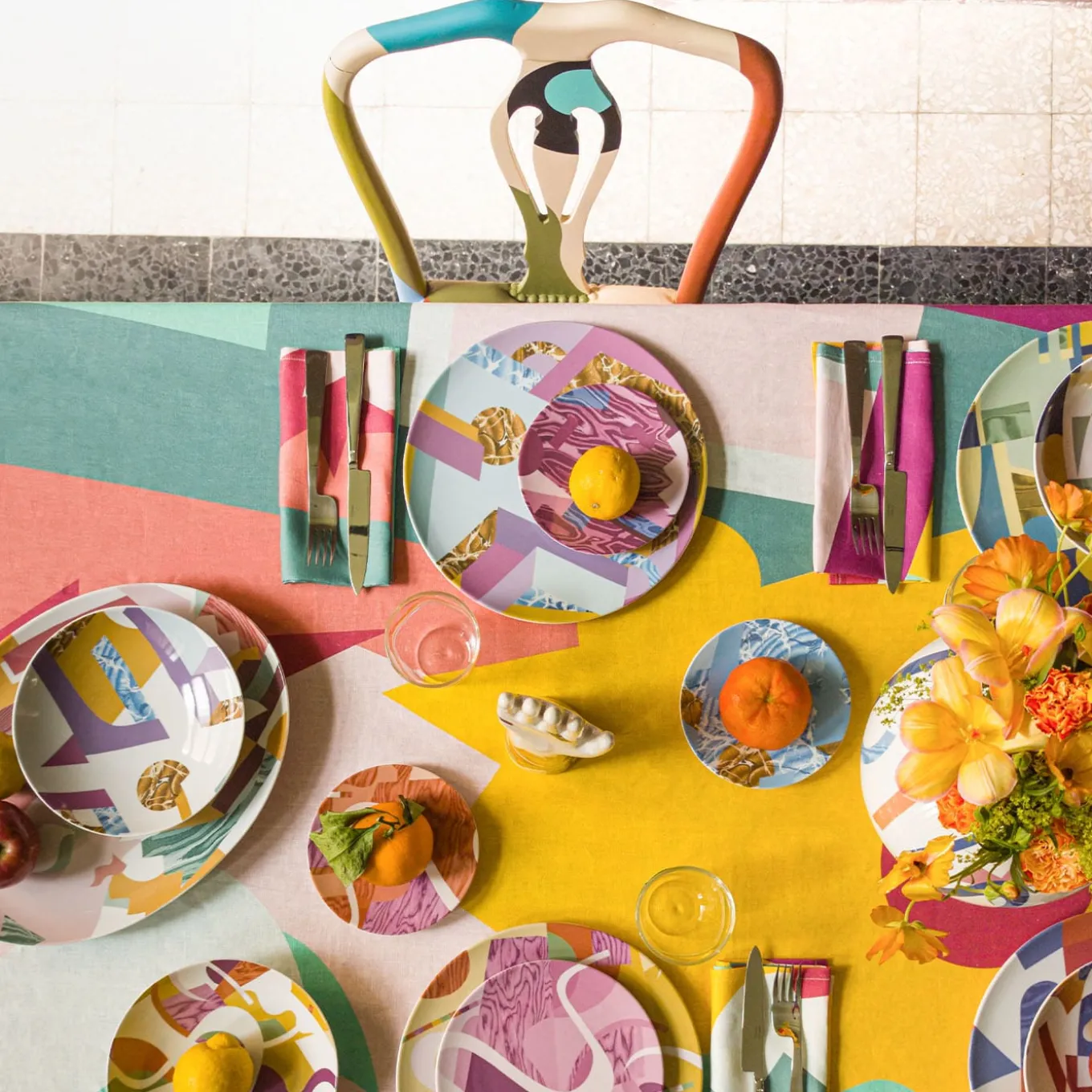 Alchimie Oval Porcelain Plate with Abstract Decor