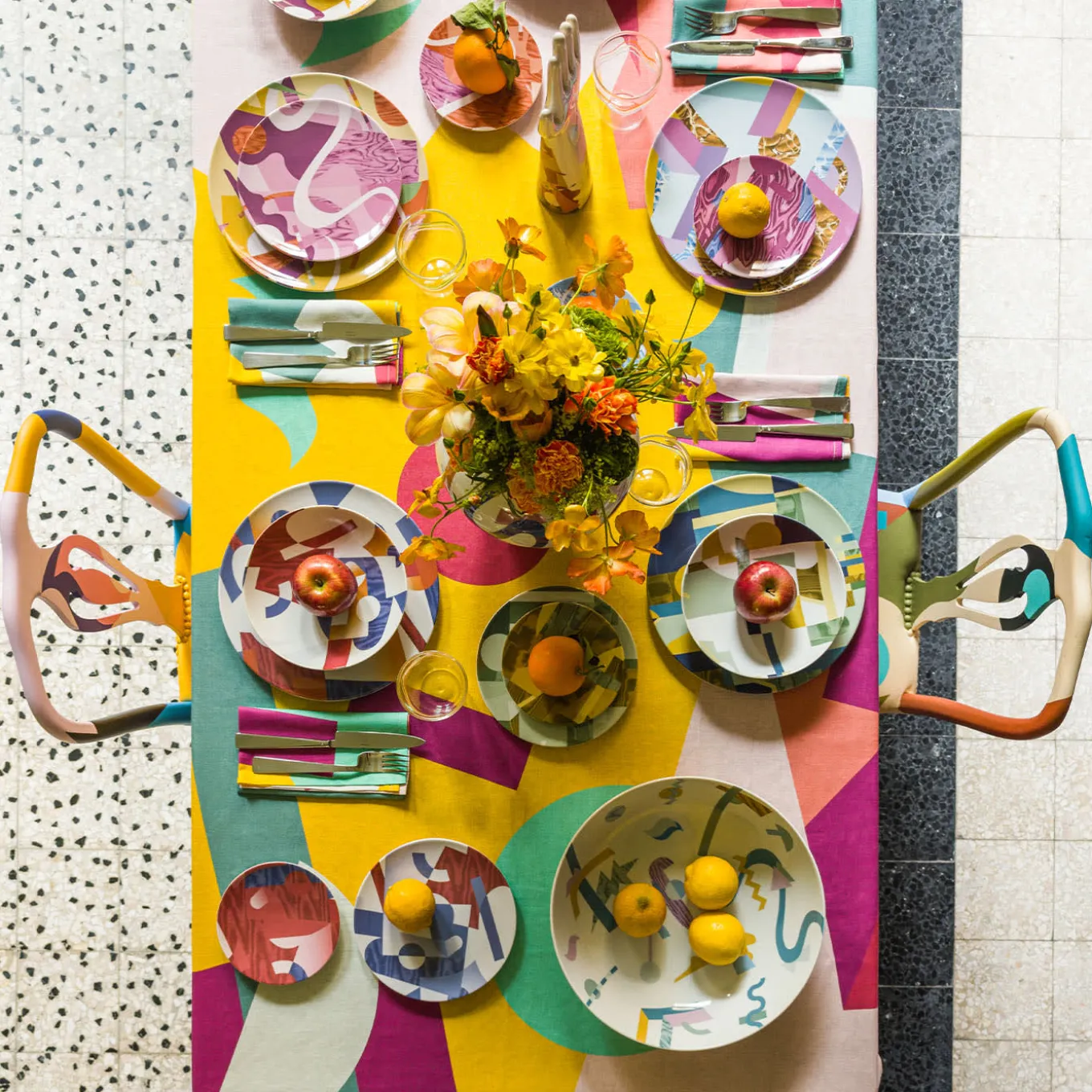 Alchimie Porcelain Soup Plate with Abstract Decor #1