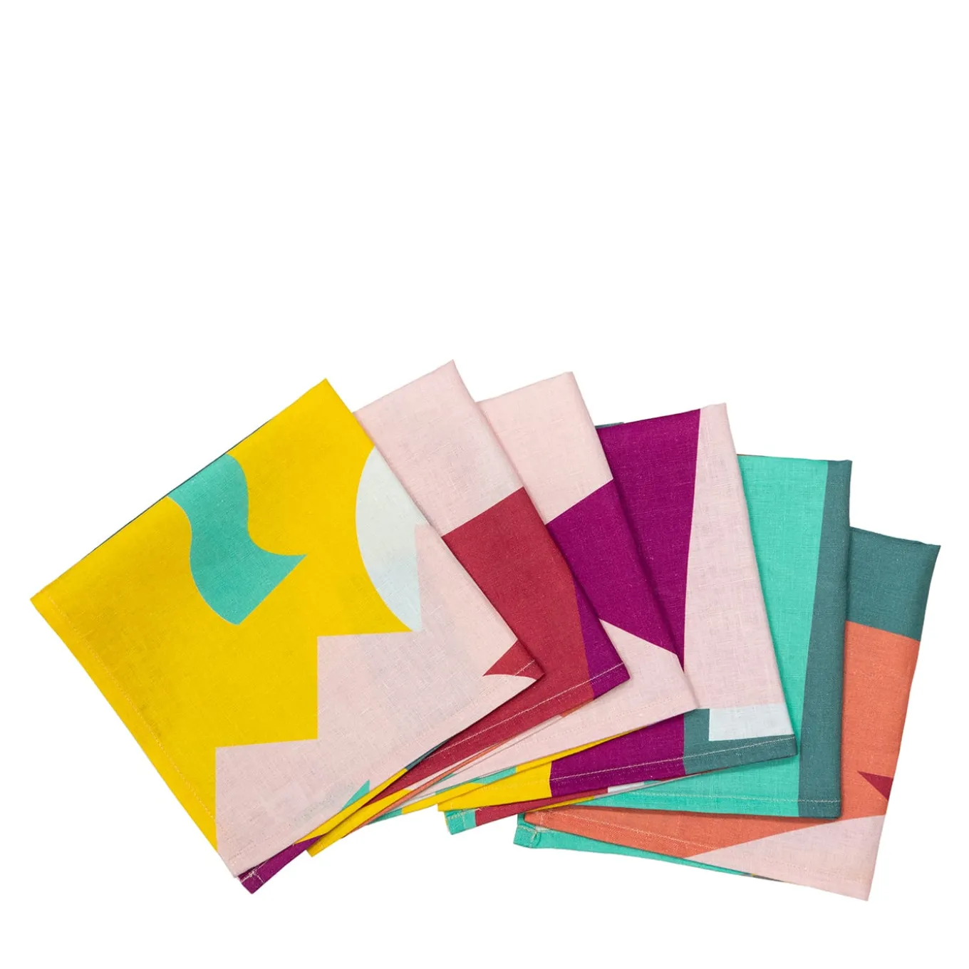 Alchimie set of 6 Linen Napkins with Abstract Decor