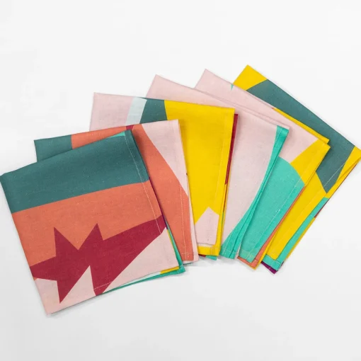 Alchimie set of 6 Linen Napkins with Abstract Decor