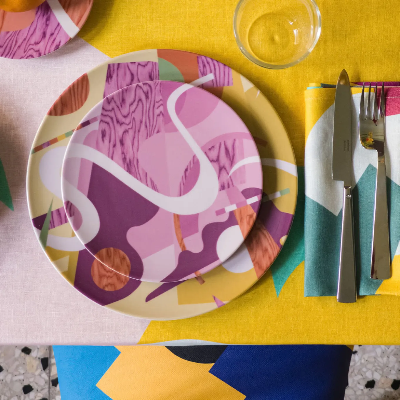 Alchimie Set of 2 Porcelain Dessert Plate with Abstract Decor#5