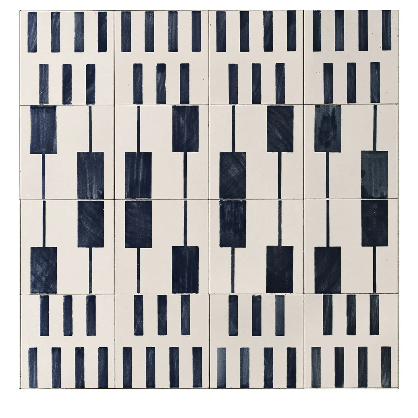 Alfabeto Set of 44 White and Blue Tiles by Margherita Rui