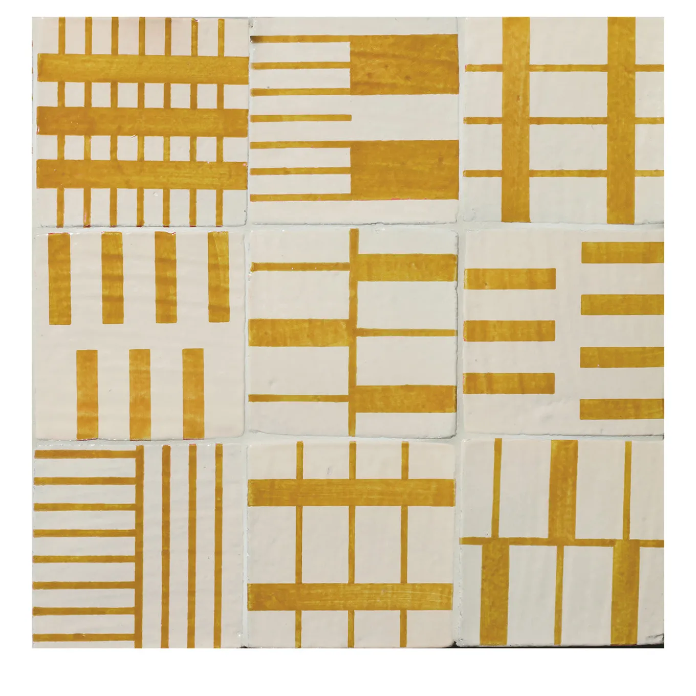 Alfabeto Set of 44 White and Yellow Tiles by Margherita Rui