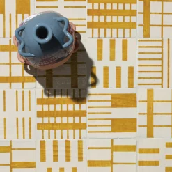 Alfabeto Set of 44 White and Yellow Tiles by Margherita Rui