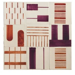 Alfabeto Set of 44 White and Purple Tiles by Margherita Rui