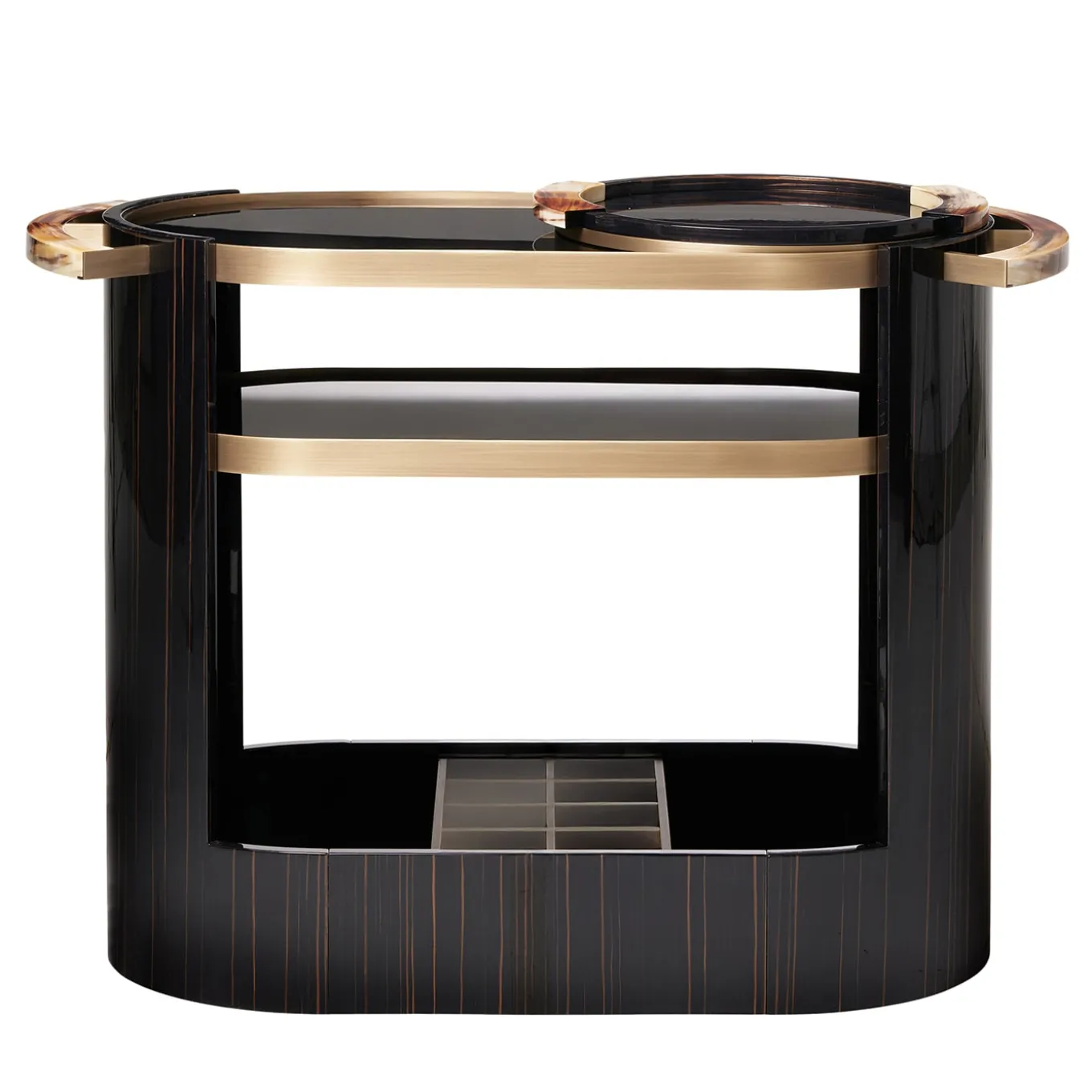 Alfred Glossy Ebony Wood With Horn Details Serving Table