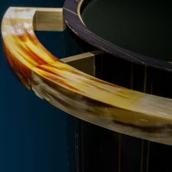 Alfred Glossy Ebony Wood With Horn Details Serving Table