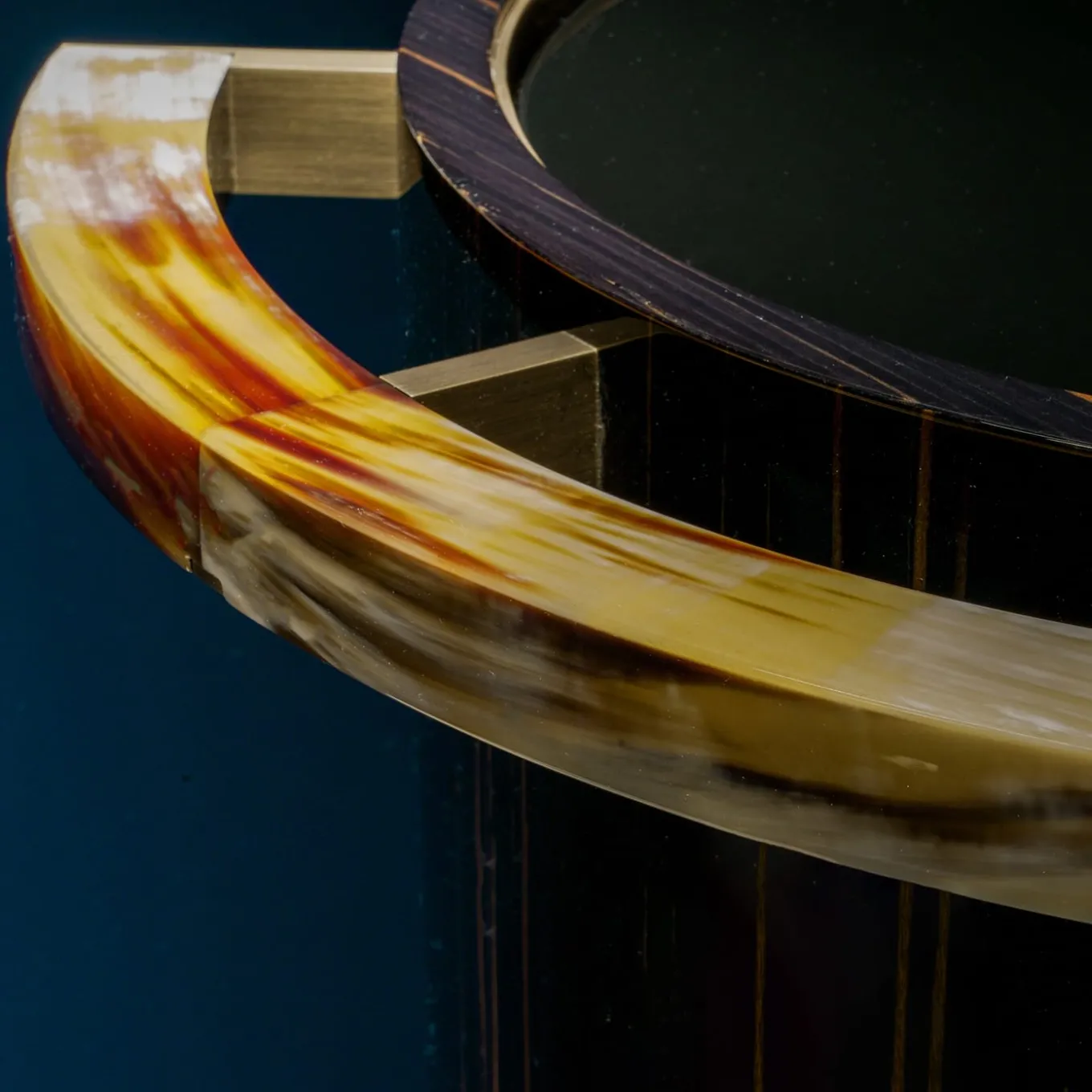 Alfred Glossy Ebony Wood With Horn Details Serving Table