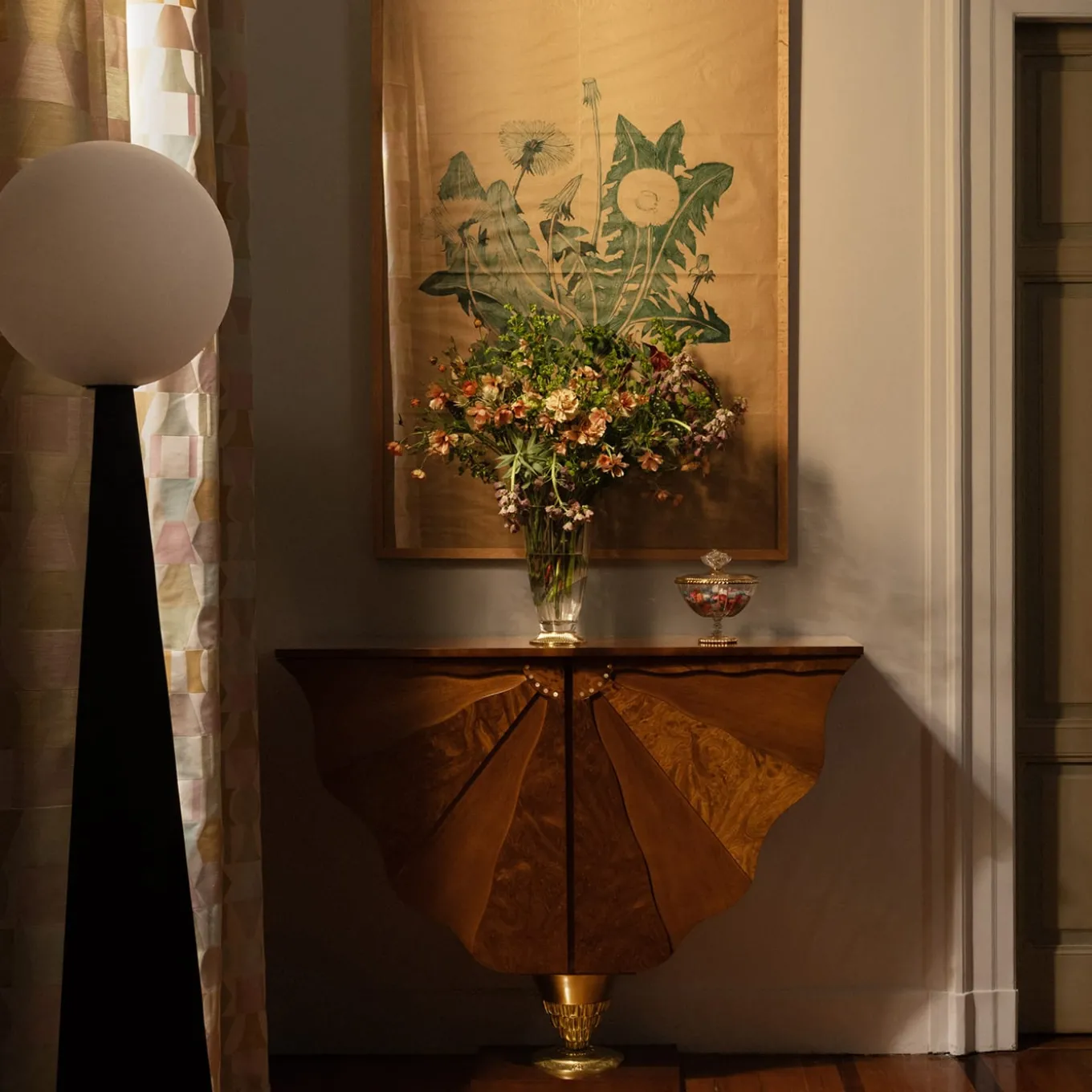 Ali di Farfalla Console in Briarwood and Walnut