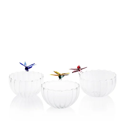 Ali in Volo Glass Bowl with Pink Dragonfly